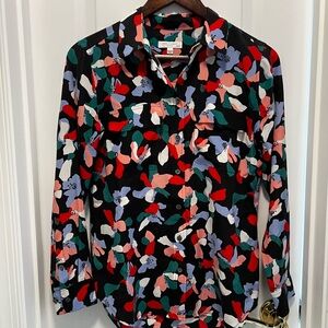 Equipment Femme Multicolor Floral 100% Silk Button Down Shirt XS
